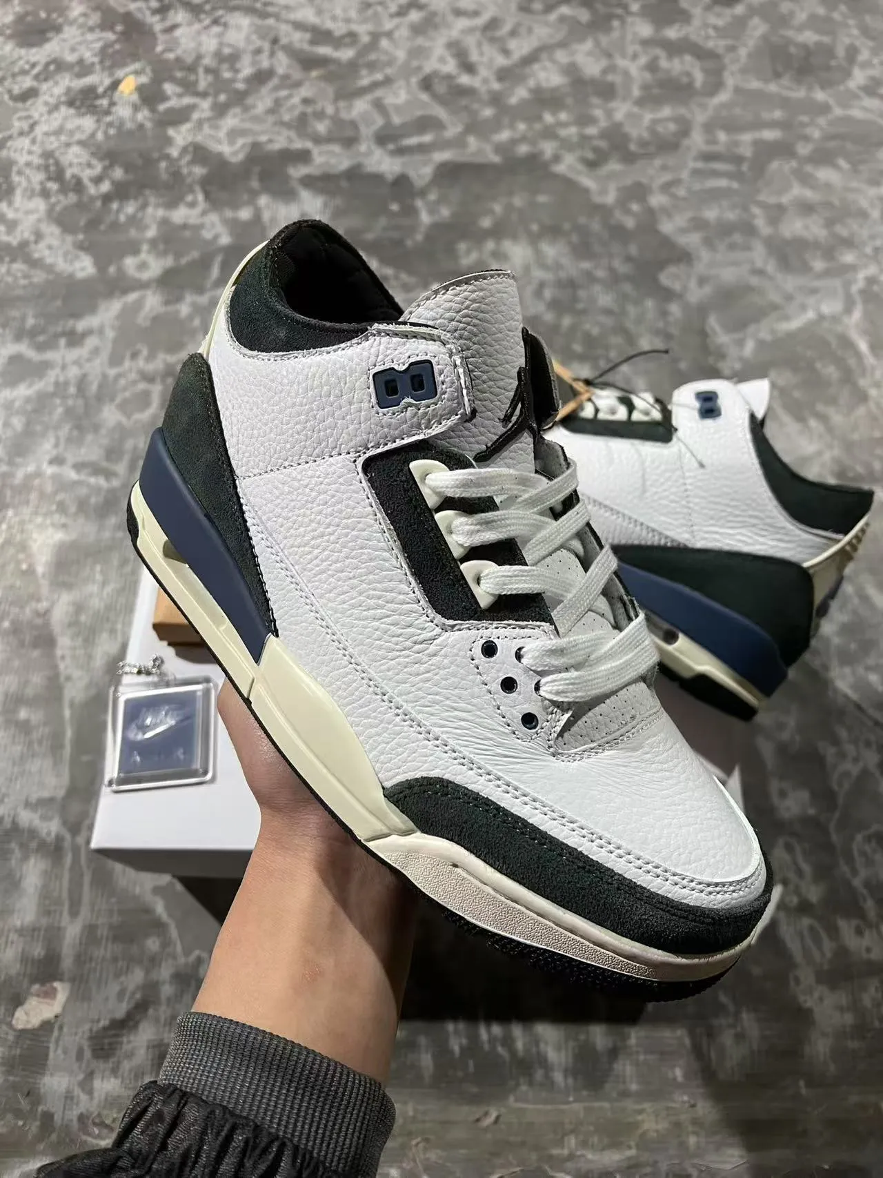 Air Jordan 3 White Black Navy Lifestyle Basketball Shoes 2