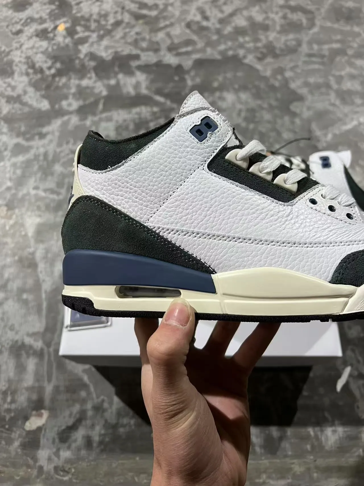 Air Jordan 3 White Black Navy Lifestyle Basketball Shoes 7