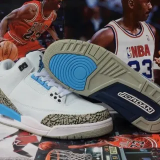 Air Jordan 3 White Cement Grey Blue Basketball Shoes