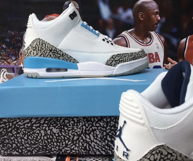Air Jordan 3 White Cement Grey Blue Basketball Shoes 3