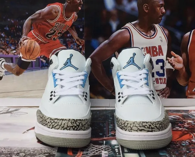 Air Jordan 3 White Cement Grey Blue Basketball Shoes 4