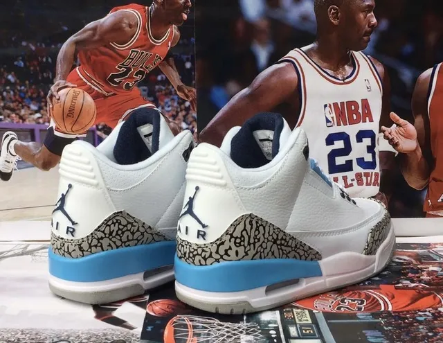 Air Jordan 3 White Cement Grey Blue Basketball Shoes 6