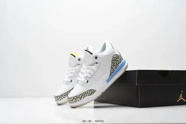 Zapatillas lifestyle Air Jordan 3 blanco cemento gris con estampado de elefante 12