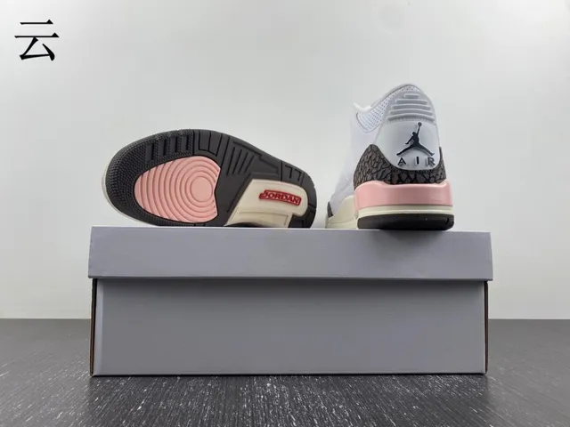 Air Jordan 3 White Pink Elephant Basketball Shoes 13