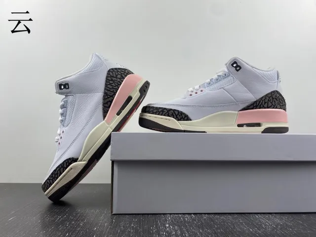 Air Jordan 3 White Pink Elephant Basketball Shoes 14
