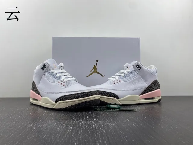 Air Jordan 3 White Pink Elephant Basketball Shoes 15