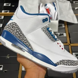 Air Jordan 3 White Royal Blue Elephant Print Basketball Shoes