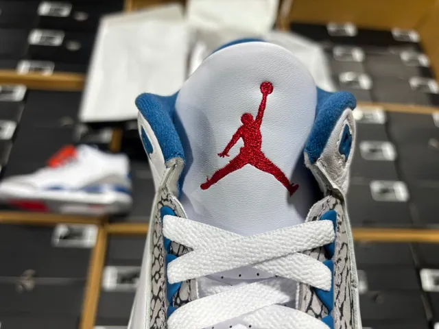 Air Jordan 3 White Royal Blue Elephant Print Basketball Shoes 3