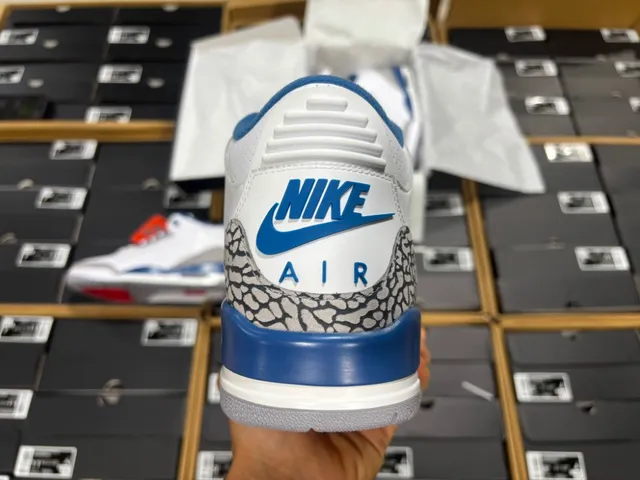 Air Jordan 3 White Royal Blue Elephant Print Basketball Shoes 4