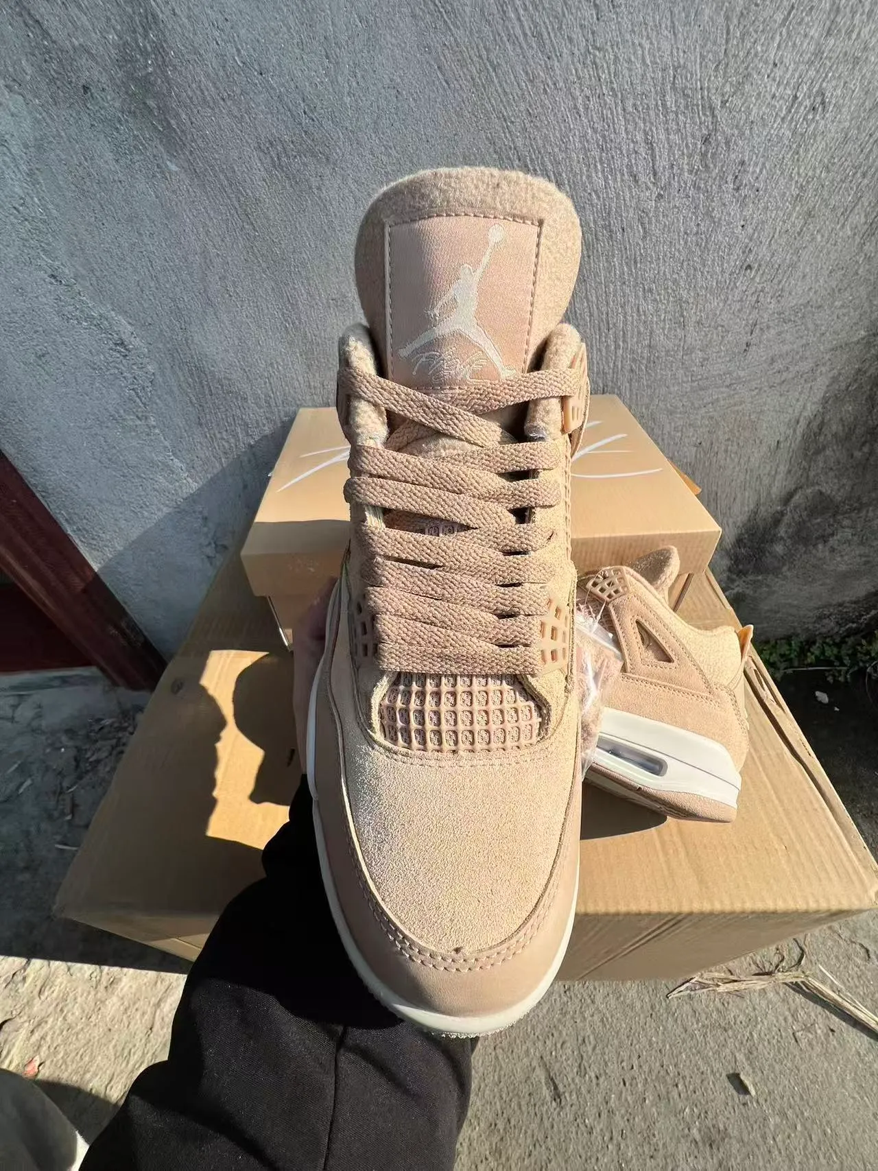Air Jordan 4 Beige Suede Basketball Shoes 3
