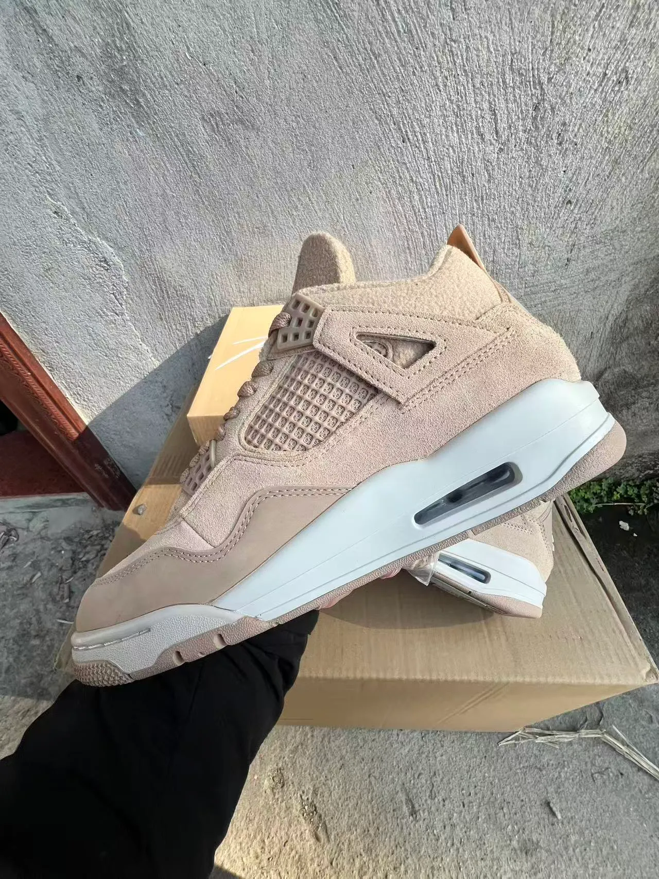 Air Jordan 4 Beige Suede Basketball Shoes 5