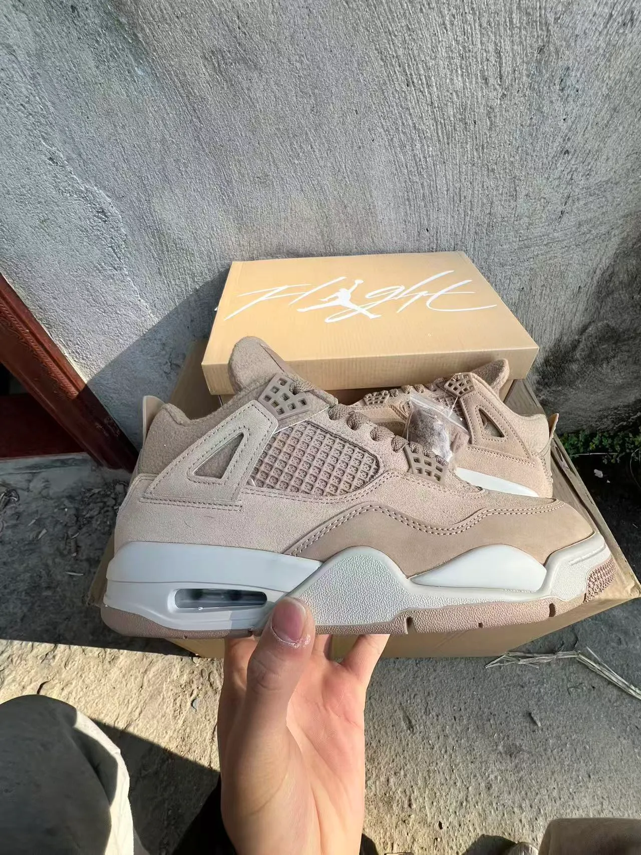 Air Jordan 4 Beige Suede Basketball Shoes 7