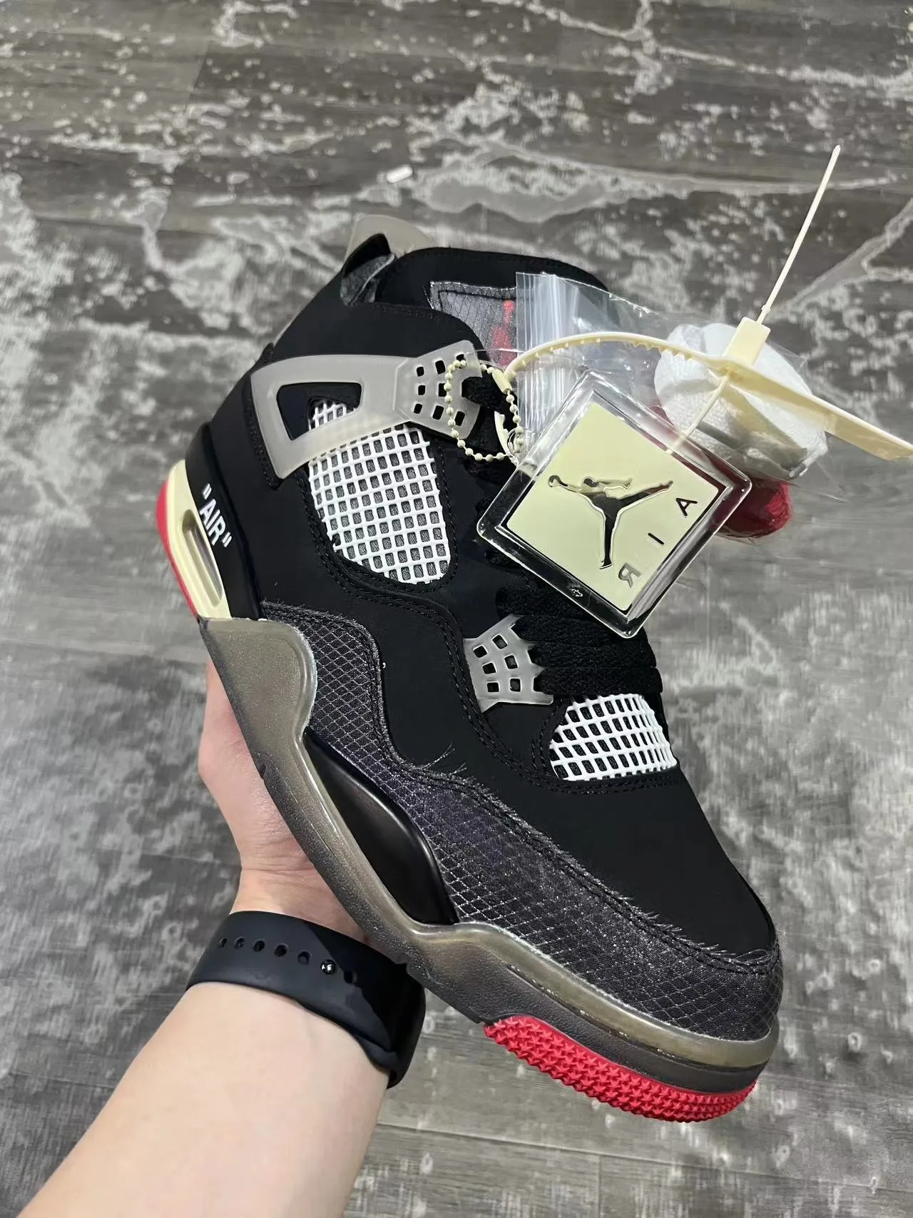 Air Jordan 4 Black Cream Red Basketball Shoes 2