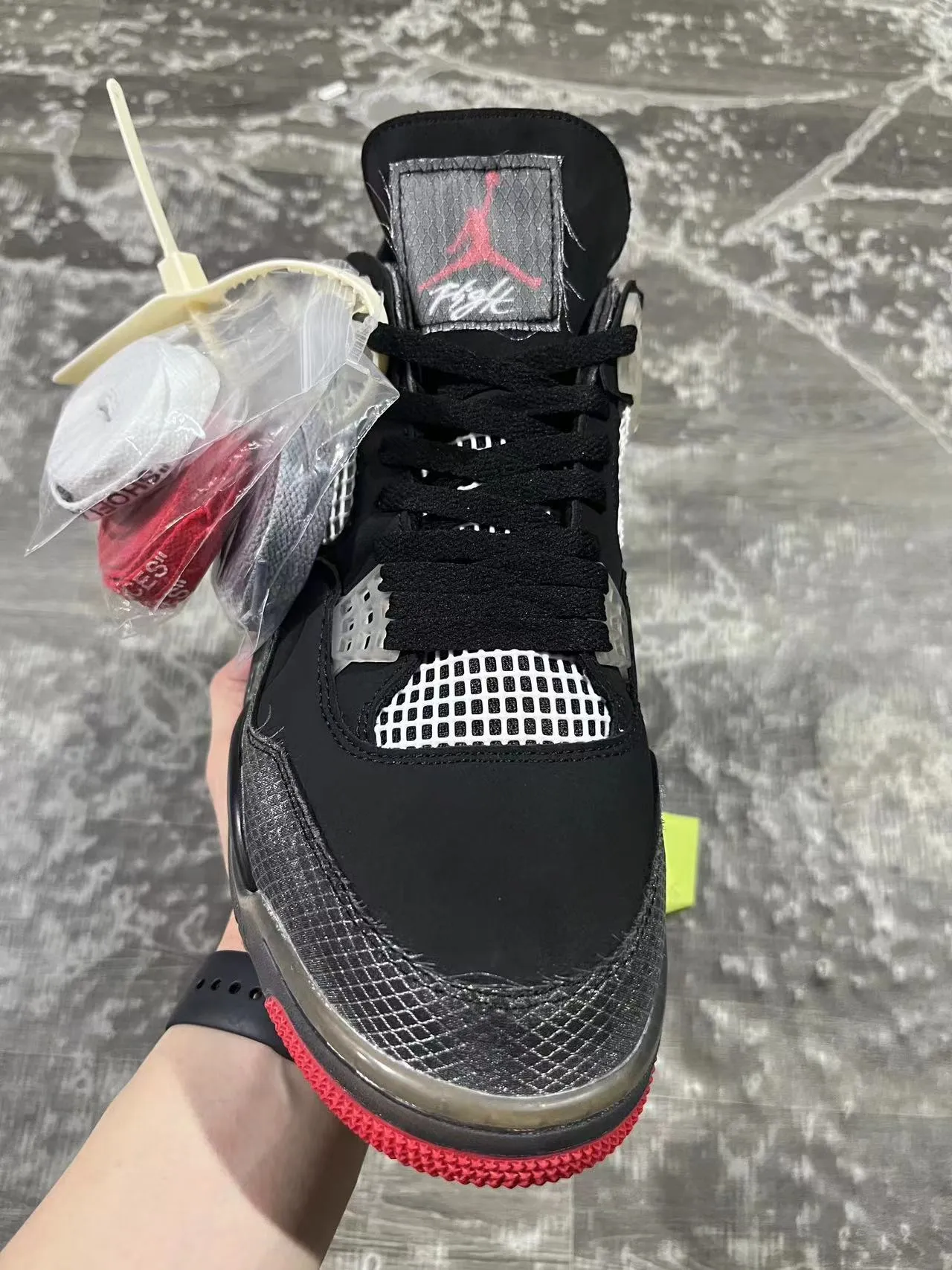 Air Jordan 4 Black Cream Red Basketball Shoes 3