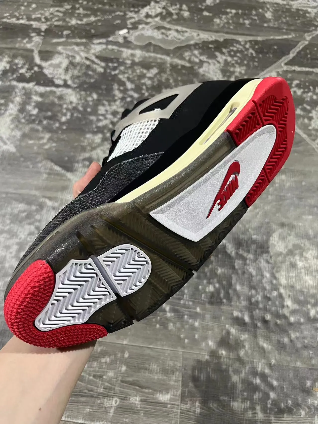 Air Jordan 4 Black Cream Red Basketball Shoes 5