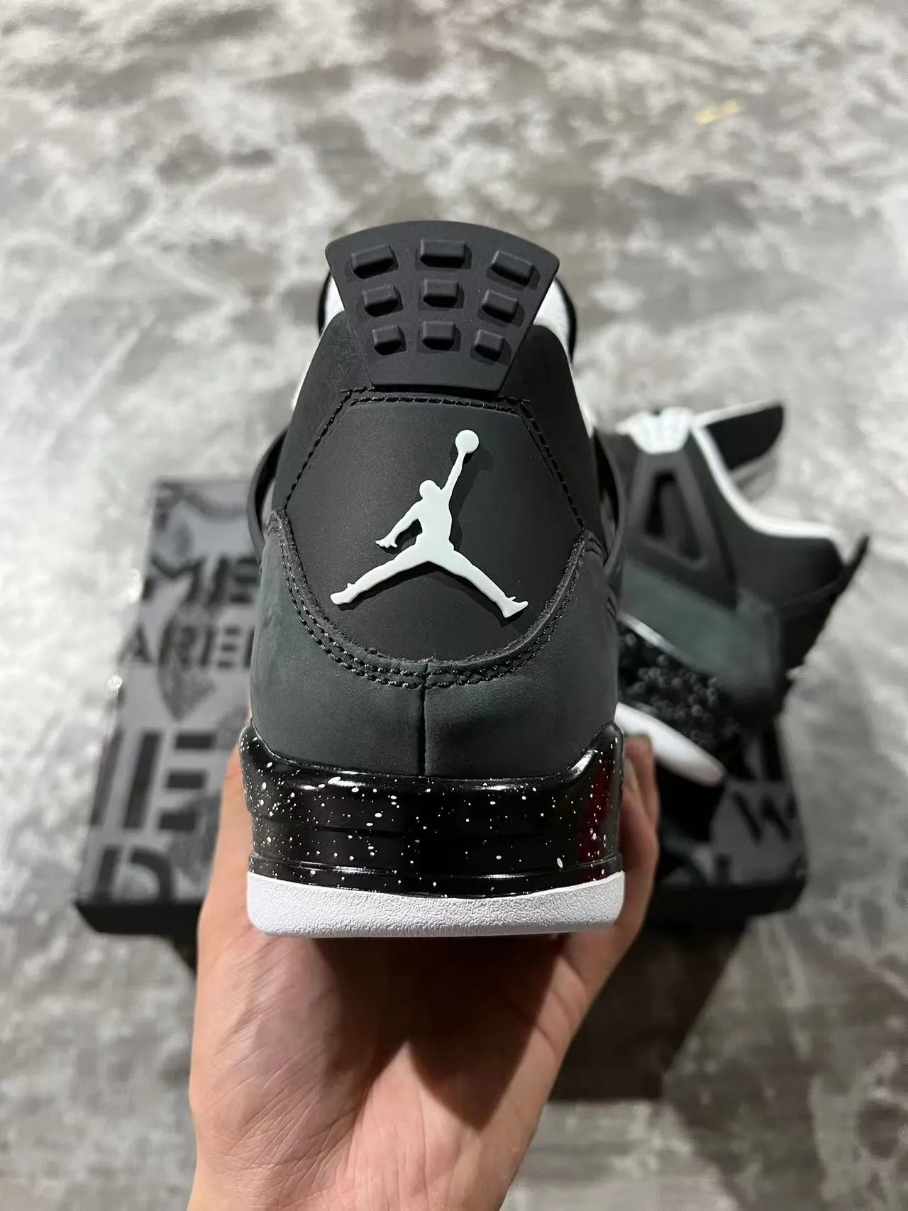 Air Jordan 4 Black Gray Speckled Basketball Shoes 8