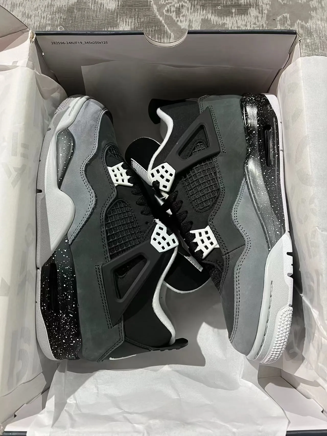 Air Jordan 4 Black Gray Speckled Basketball Shoes 9