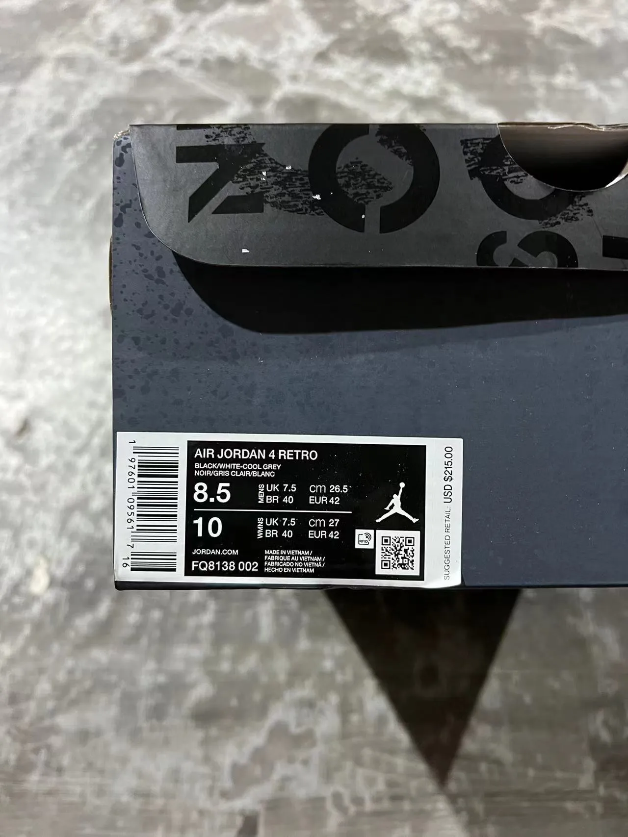 Air Jordan 4 Black Gray Speckled Basketball Shoes 10
