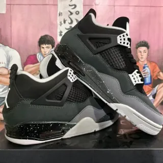 Air Jordan 4 Black Gray Speckled Heel Basketball Shoes