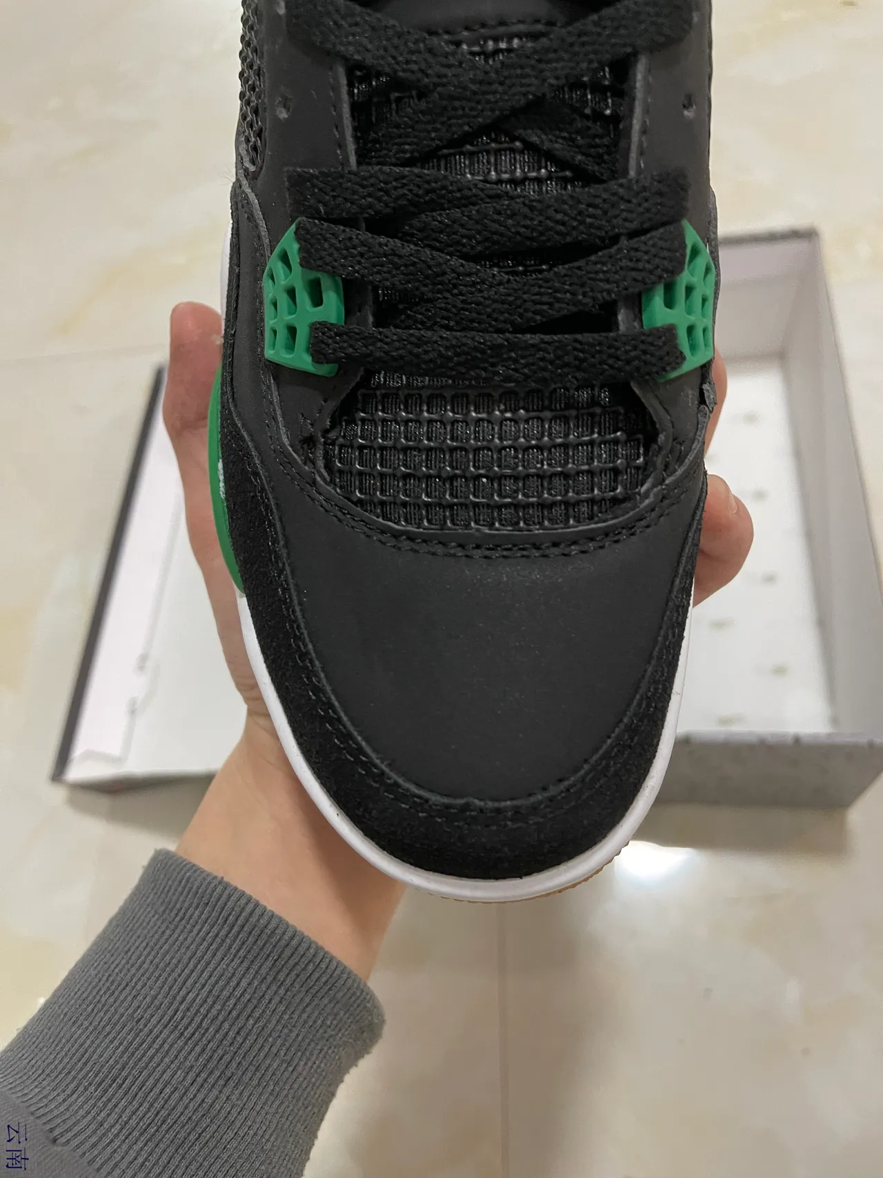 Air Jordan 4 Black Green Basketball Shoes 3
