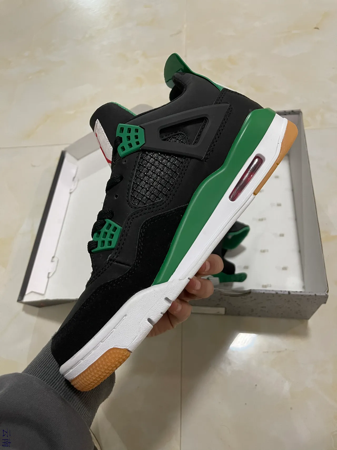 Air Jordan 4 Black Green Basketball Shoes 4