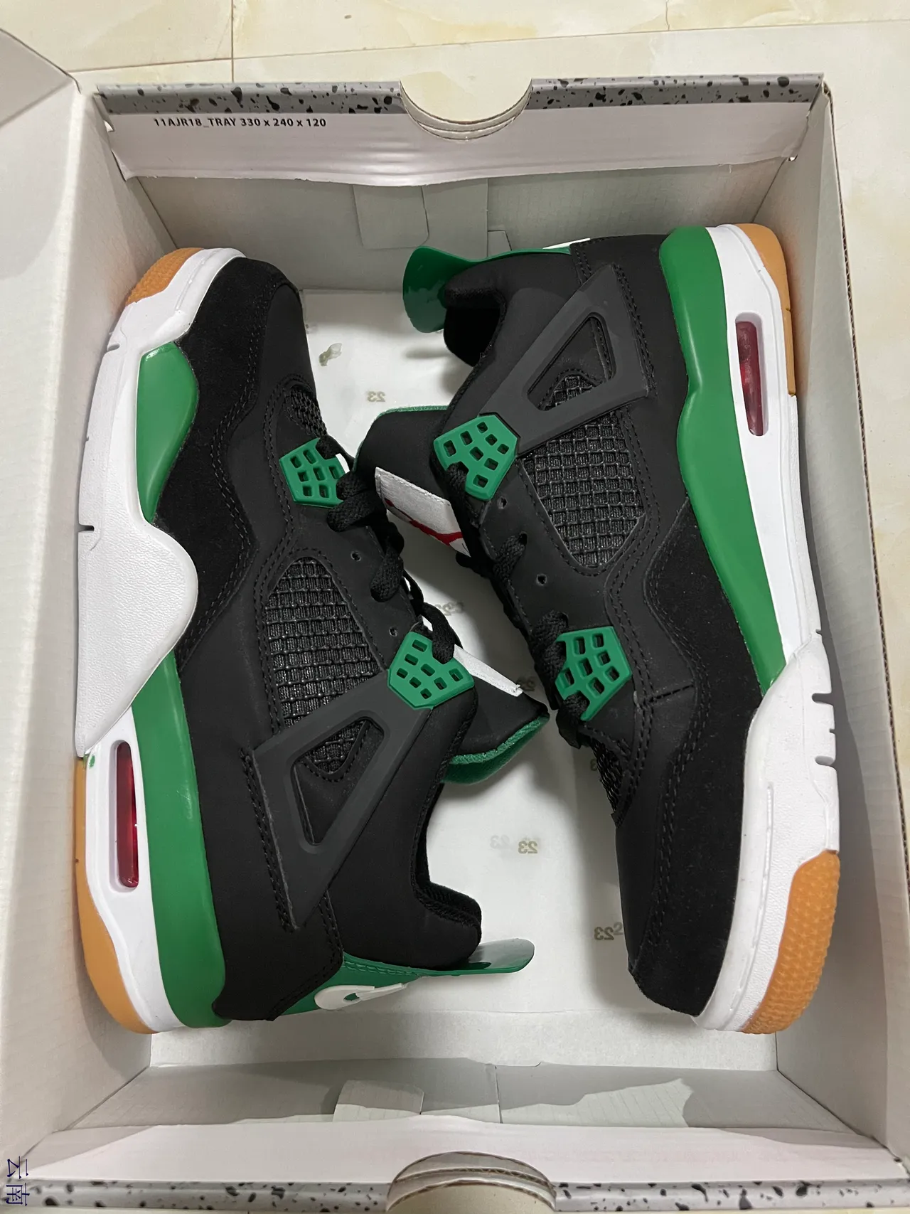 Air Jordan 4 Black Green Basketball Shoes 7