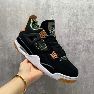 Air Jordan 4 Black Gum Camo Mesh Basketball Shoes