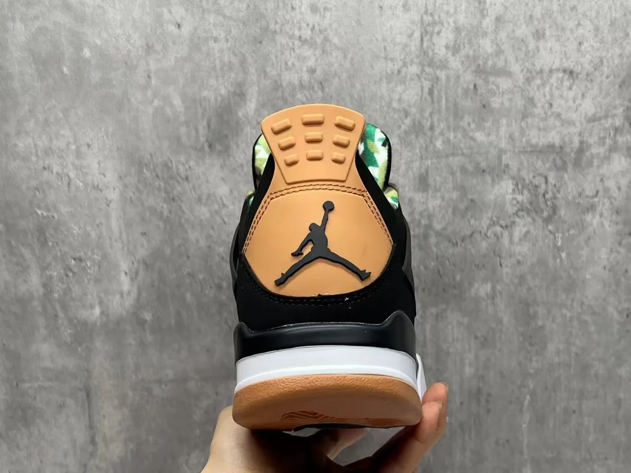 Air Jordan 4 Black Gum Camo Mesh Basketball Shoes 7