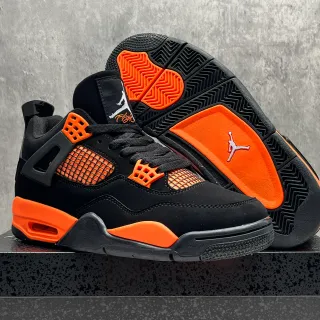 Air Jordan 4 Black Orange Basketball Shoes