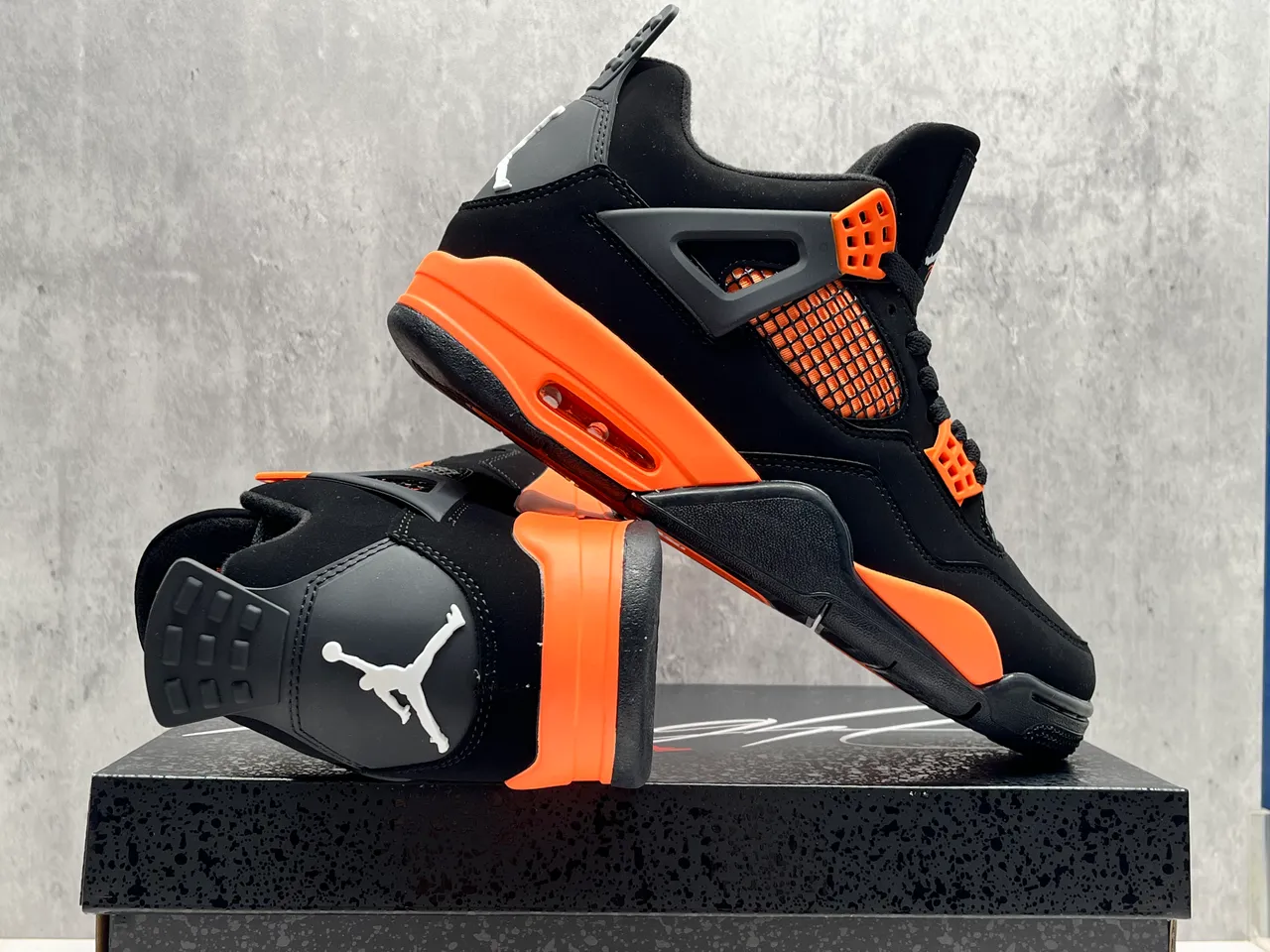 Air Jordan 4 Black Orange Basketball Shoes 3
