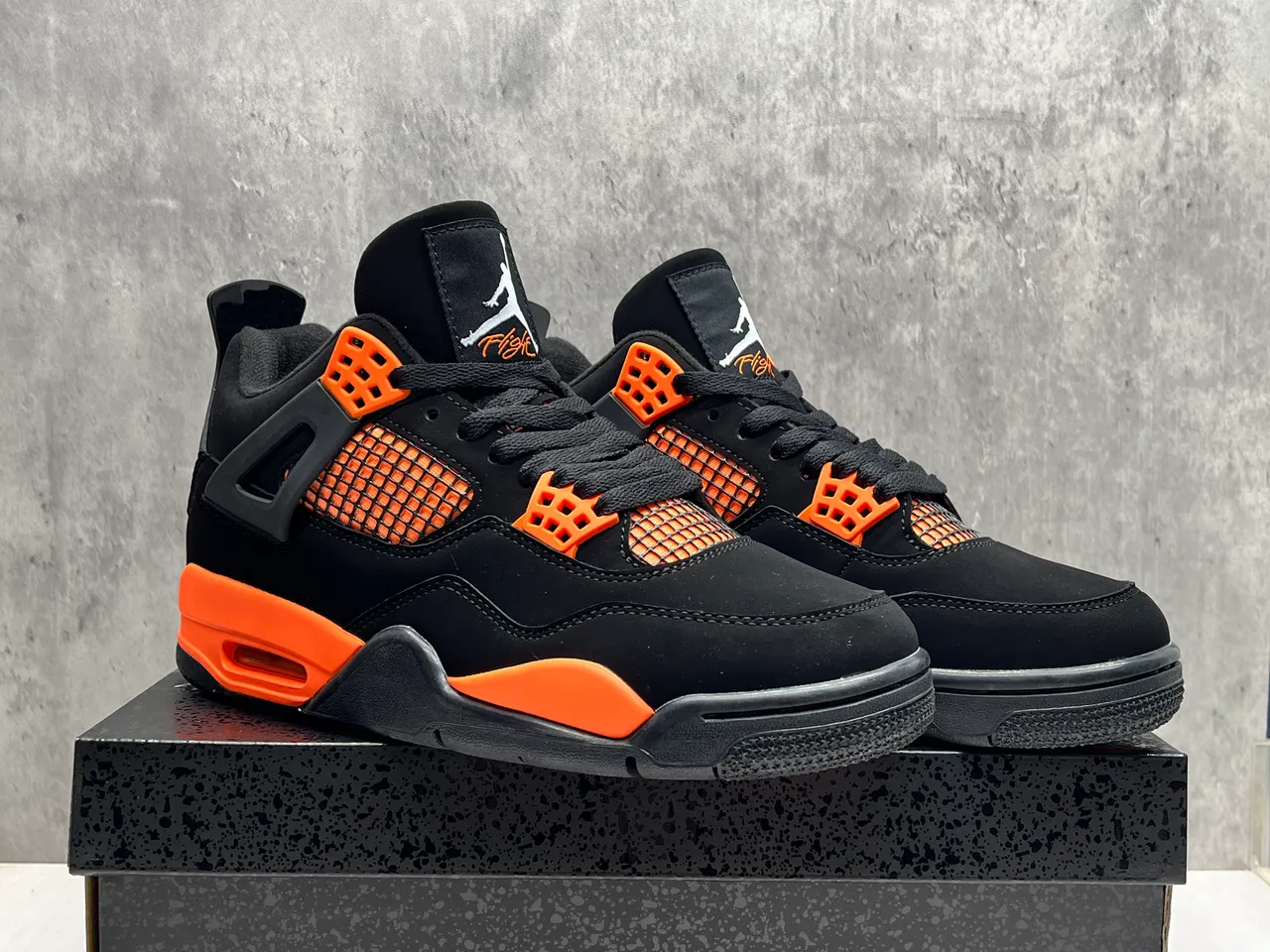 Air Jordan 4 Black Orange Basketball Shoes 4
