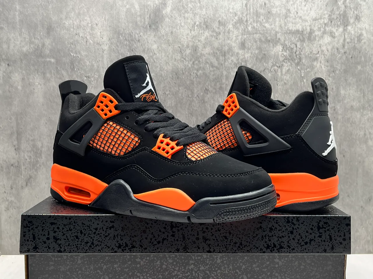 Air Jordan 4 Black Orange Basketball Shoes 5