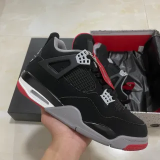 Air Jordan 4 Tênis de Basquete Preto Vermelho Branco Cinza