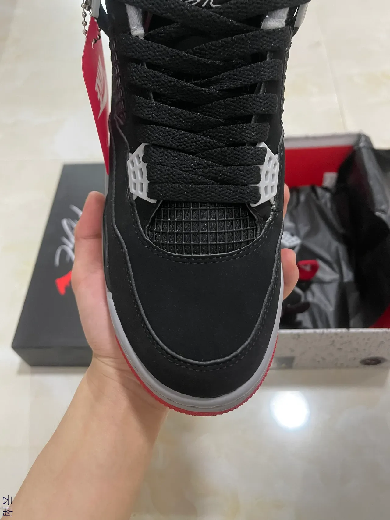 Air Jordan 4 Tênis de Basquete Preto Vermelho Branco Cinza 3