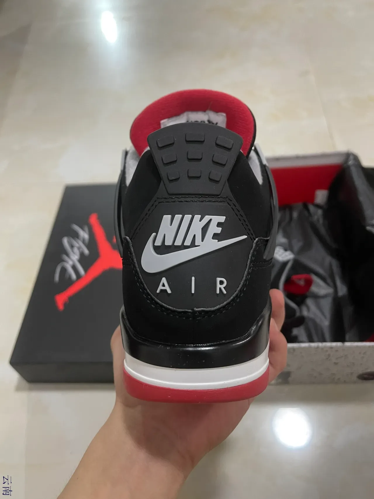 Air Jordan 4 Tênis de Basquete Preto Vermelho Branco Cinza 6