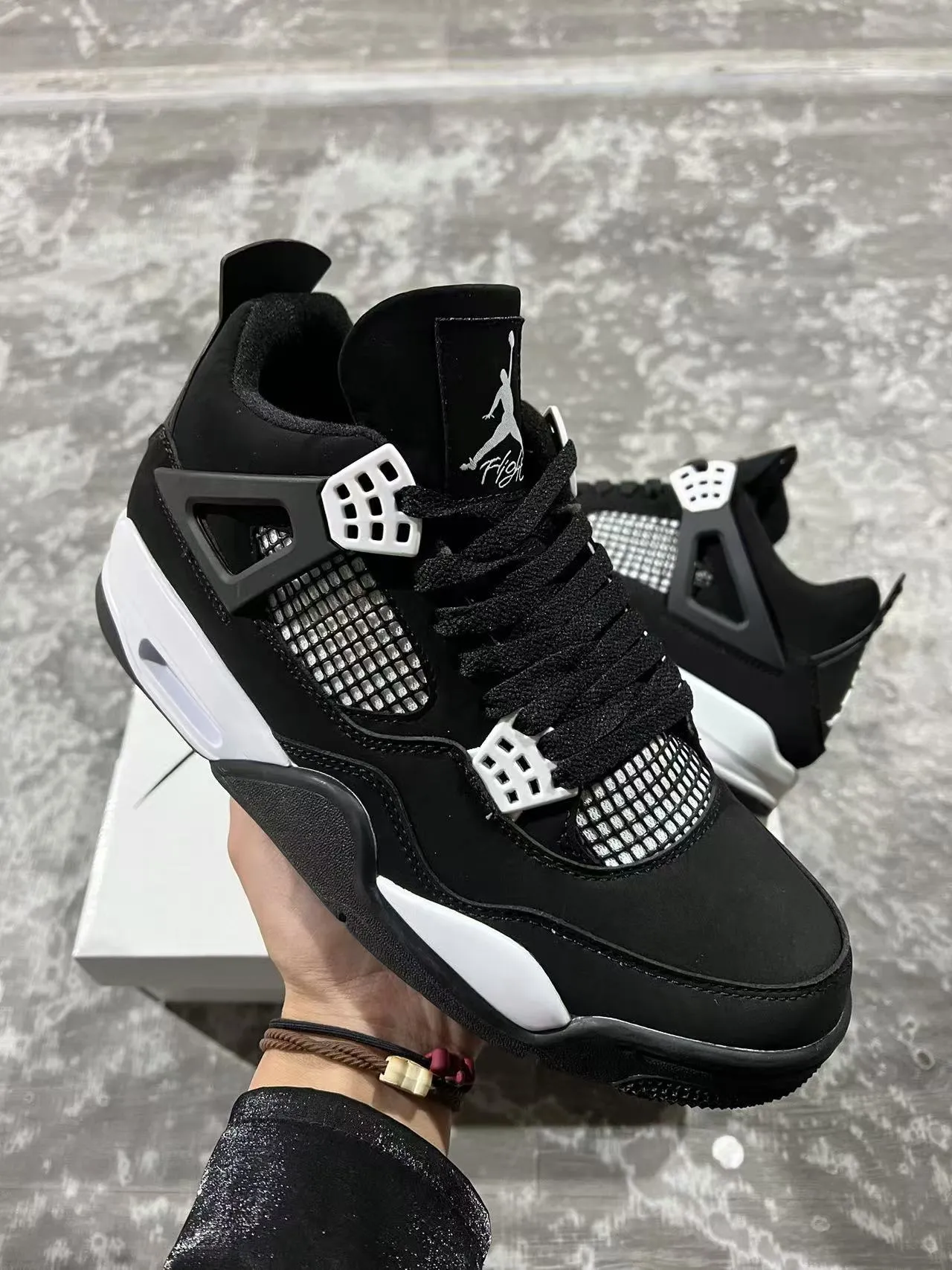 Air Jordan 4 Black White Basketball Shoes 2