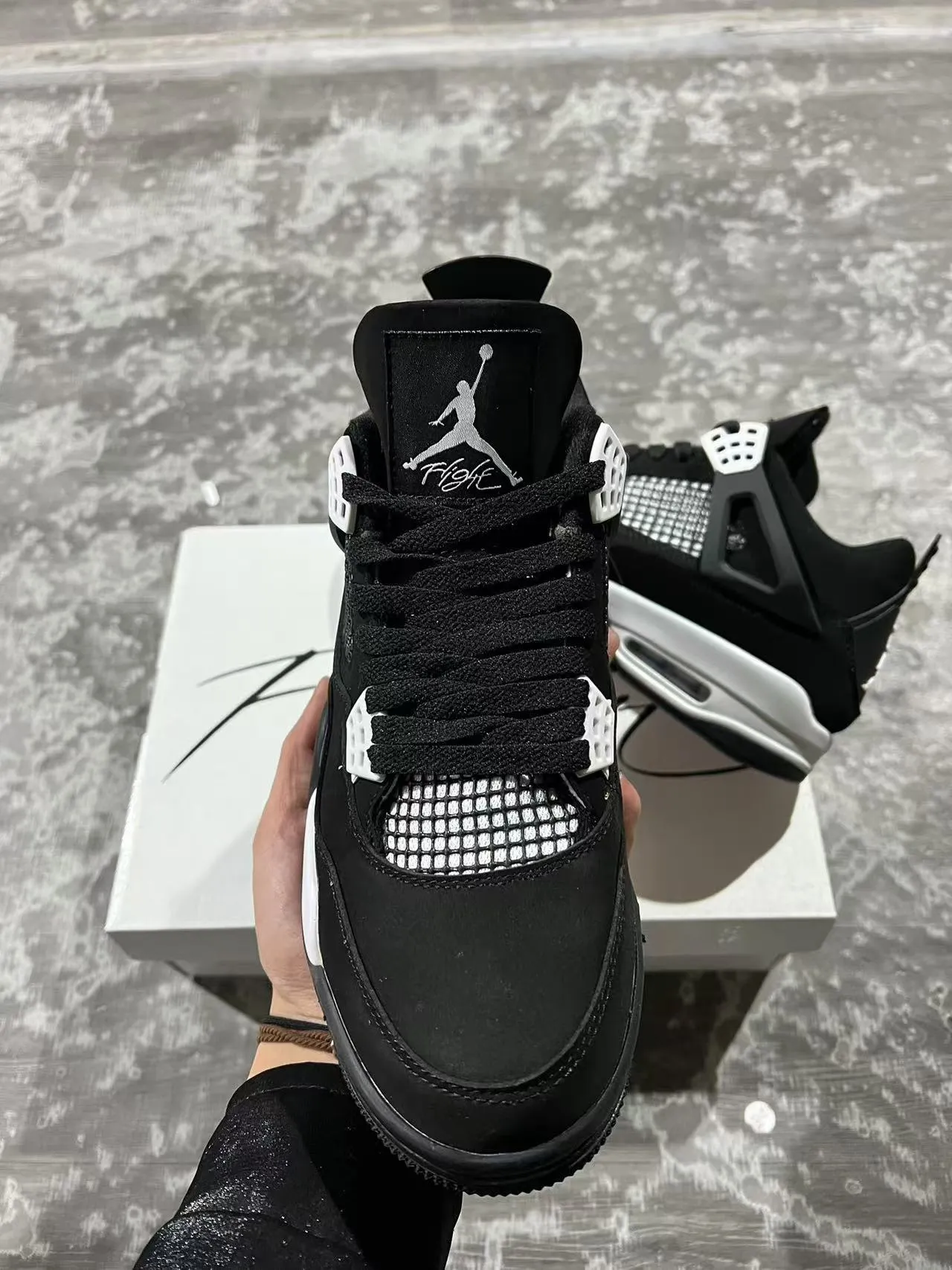 Air Jordan 4 Black White Basketball Shoes 4