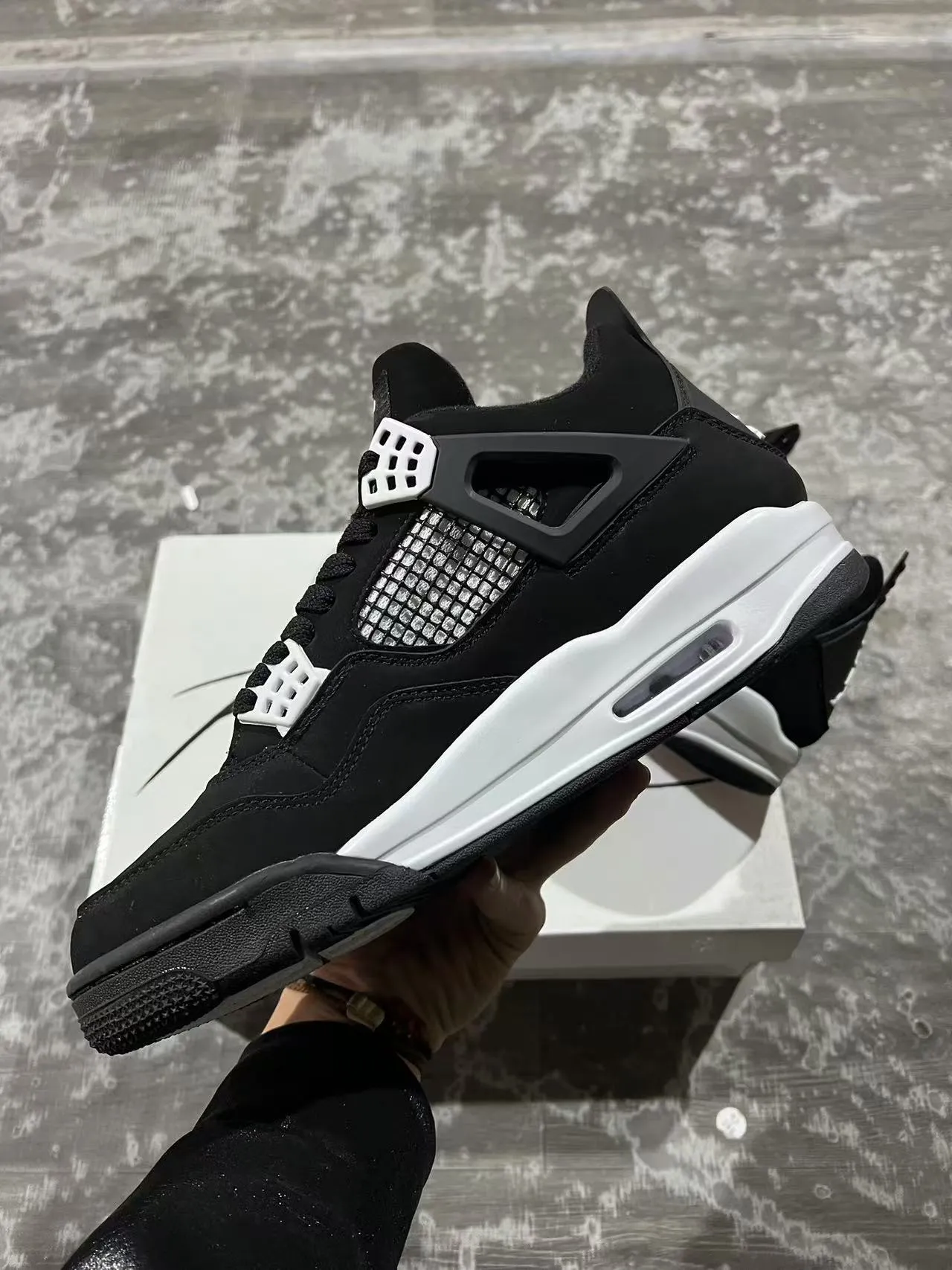 Air Jordan 4 Black White Basketball Shoes 6