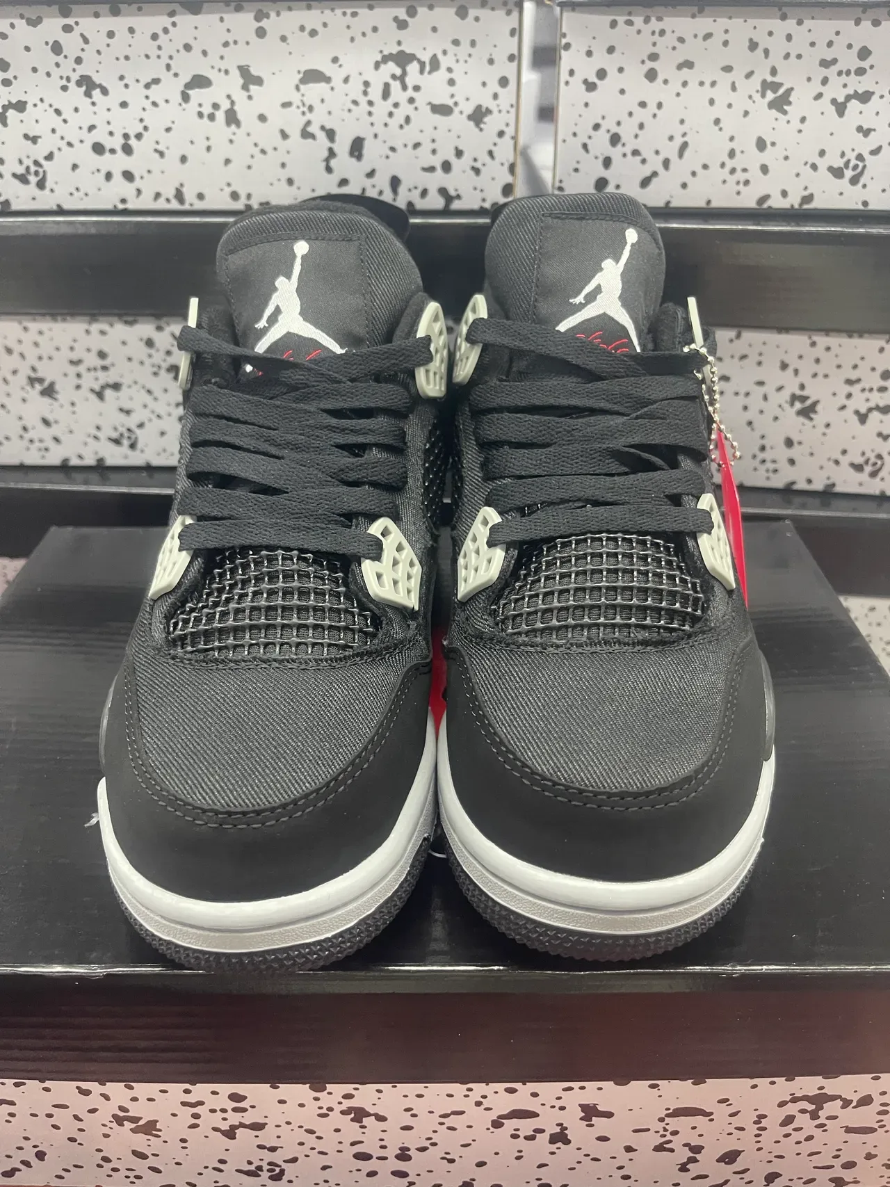 Air Jordan 4 Chaussures de Basketball Noir Blanc Argent 6