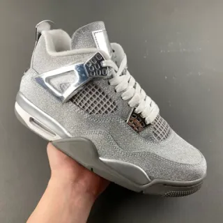 Air Jordan 4 Glitter Silver Metallic Basketball Shoes