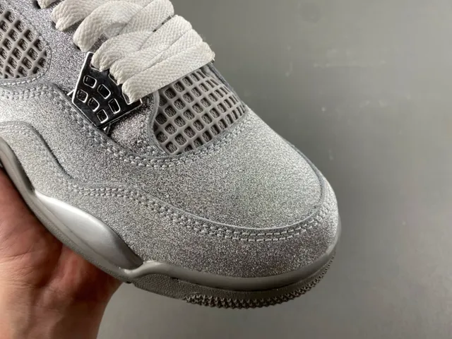 Air Jordan 4 Glitter Silver Metallic Basketball Shoes 2