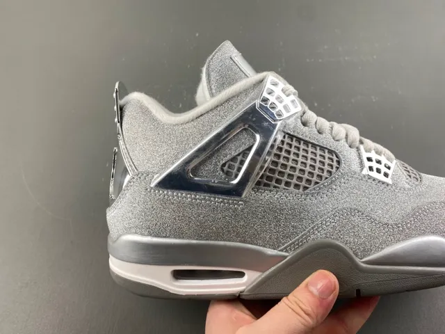 Air Jordan 4 Glitter Silver Metallic Basketball Shoes 3