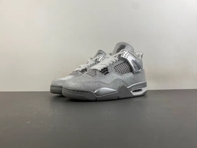 Air Jordan 4 Glitter Silver Metallic Basketball Shoes 10