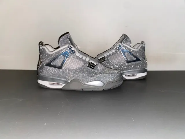 Air Jordan 4 Glitter Silver Metallic Basketball Shoes 11