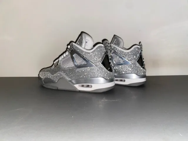 Air Jordan 4 Glitter Silver Metallic Basketball Shoes 12