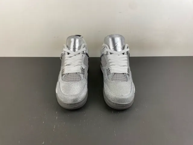 Air Jordan 4 Glitter Silver Metallic Basketball Shoes 13