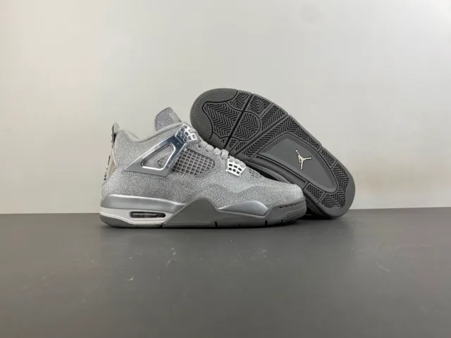 Air Jordan 4 Glitter Silver Metallic Basketball Shoes 14