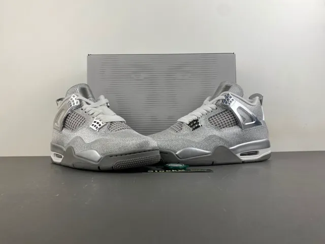 Air Jordan 4 Glitter Silver Metallic Basketball Shoes 15