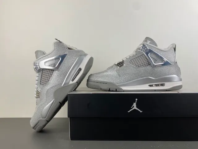 Air Jordan 4 Glitter Silver Metallic Basketball Shoes 16