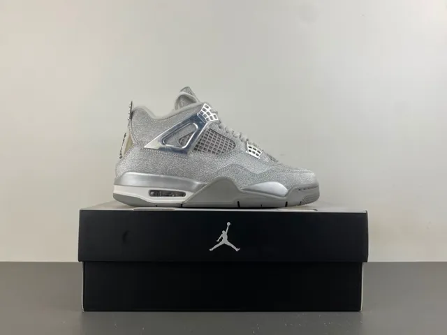 Air Jordan 4 Glitter Silver Metallic Basketball Shoes 17